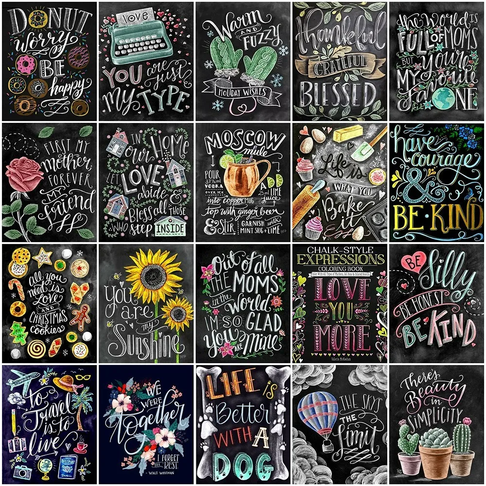 

AZQSD Diamond Embroidery Blackboard Drawing Diamond Painting Full Square Drill Handmade Gift Handicraft 5D DIY Home Decoration