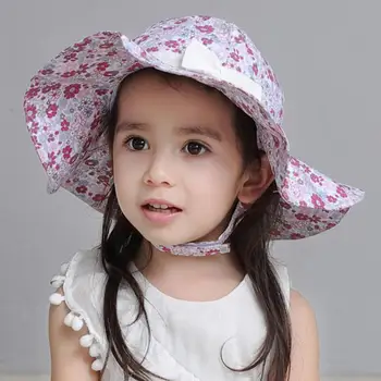 

Baby Girls Summer Sun Hat Girls Fashion Cute Cotton Sun Hats Floral Print Girl Children Beach Cap Children Accessories