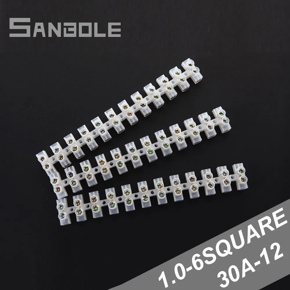 Electrical Wire Connection 12Position Barrier Terminal Strip Block 30A new HI
