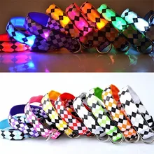 Nylon LED Pet Dog Collar Night Safety Flashing Glow In The Dark Dog Leash Dogs Luminous Fluorescent Stripe Collars Luz Perro XW.