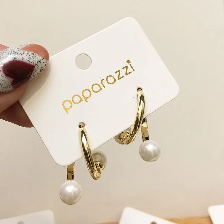 

Korean Semi Circle Geometric Gold Earrings for Women Tiny Simulated Pearl Earrings Girl Fashion Summer Jewelry 2019 Brincos