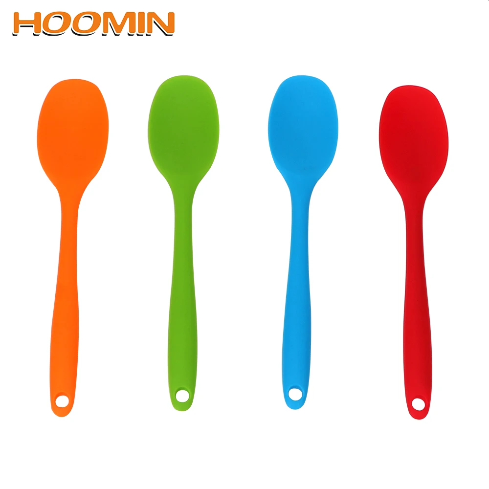 

HOOMIN Silicone Spoon Cake Putty Spatula Mixing Spoon Long-handled Cooking Utensils Tableware Kitchen Soup Spoons