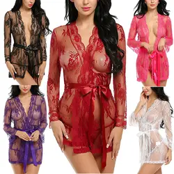 2018 сексуальное женское белье Babydoll Эротическое женское черное redLace плюс размер костюм пижамы платье прозрачное открытое нижнее белье