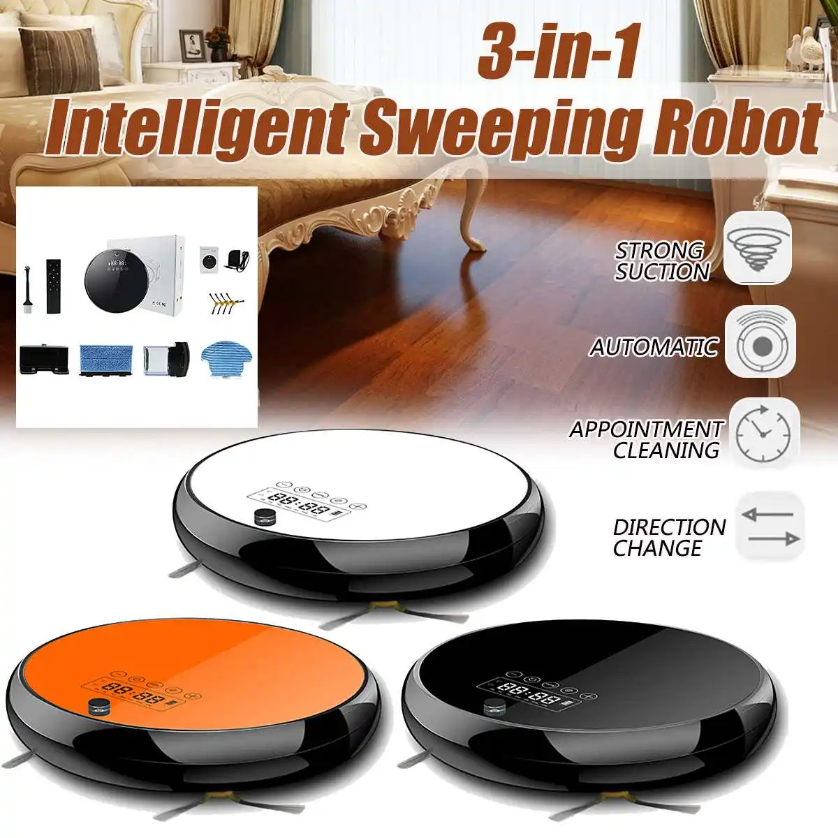 

3 in 1 Vacuum Cleaner Robot Automatic Sweeping Dust Dry Wet Mopping Anti Collision Self Charge Household Suction Sweep Machine