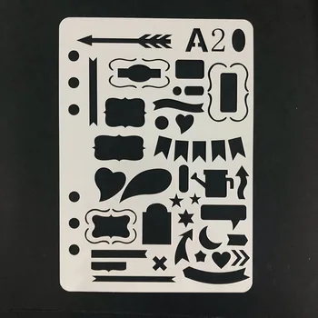 

A5 White Plastic Stencils with Flag Dialog Box Arrow Parting Line Drawing Banner Stencil for Organiser/handbook/manual/journal
