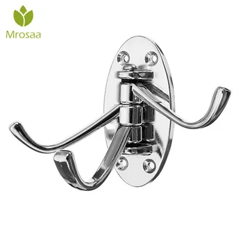 

Mrosaa Silver Triple-Swivel Arc Hook Folding Swing Arm Wall Mount Zinc Alloy Clothes Towel Hanger Robe Hooks Bathroom Products