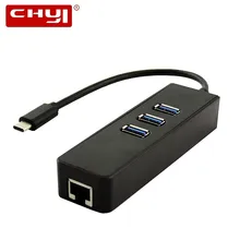 CHYI USB 3,0 3 Порты и разъёмы концентратор с Gigabit Enthernet адаптер высокое Скорость Мульти USB C хаб сплиттер для компьютера ПК Аксессуары