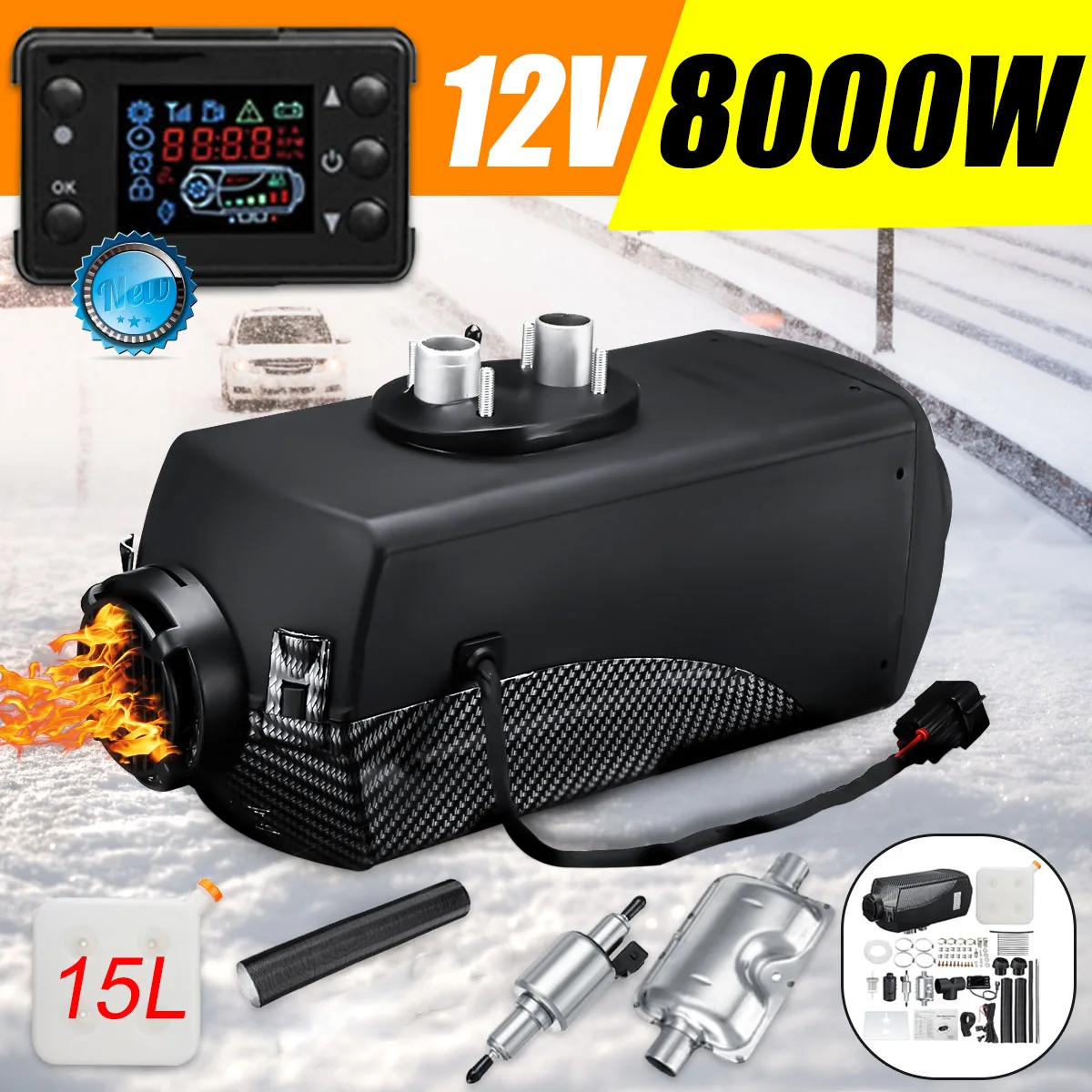 

12V 8KW Car Diesels Air Parking Heater Car Heater LCD Monitor Switch with Silencer for Trucks Boats Bus Trailer Heater
