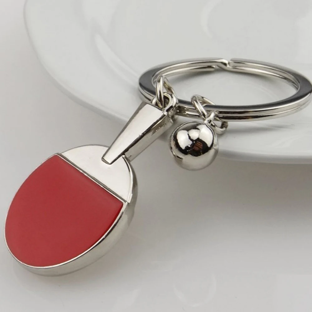 1 Piece Mini Tennis Racket Keychains Creative Alloy Tennis Ball Racket Keyring Keychains Keychain Best Gift