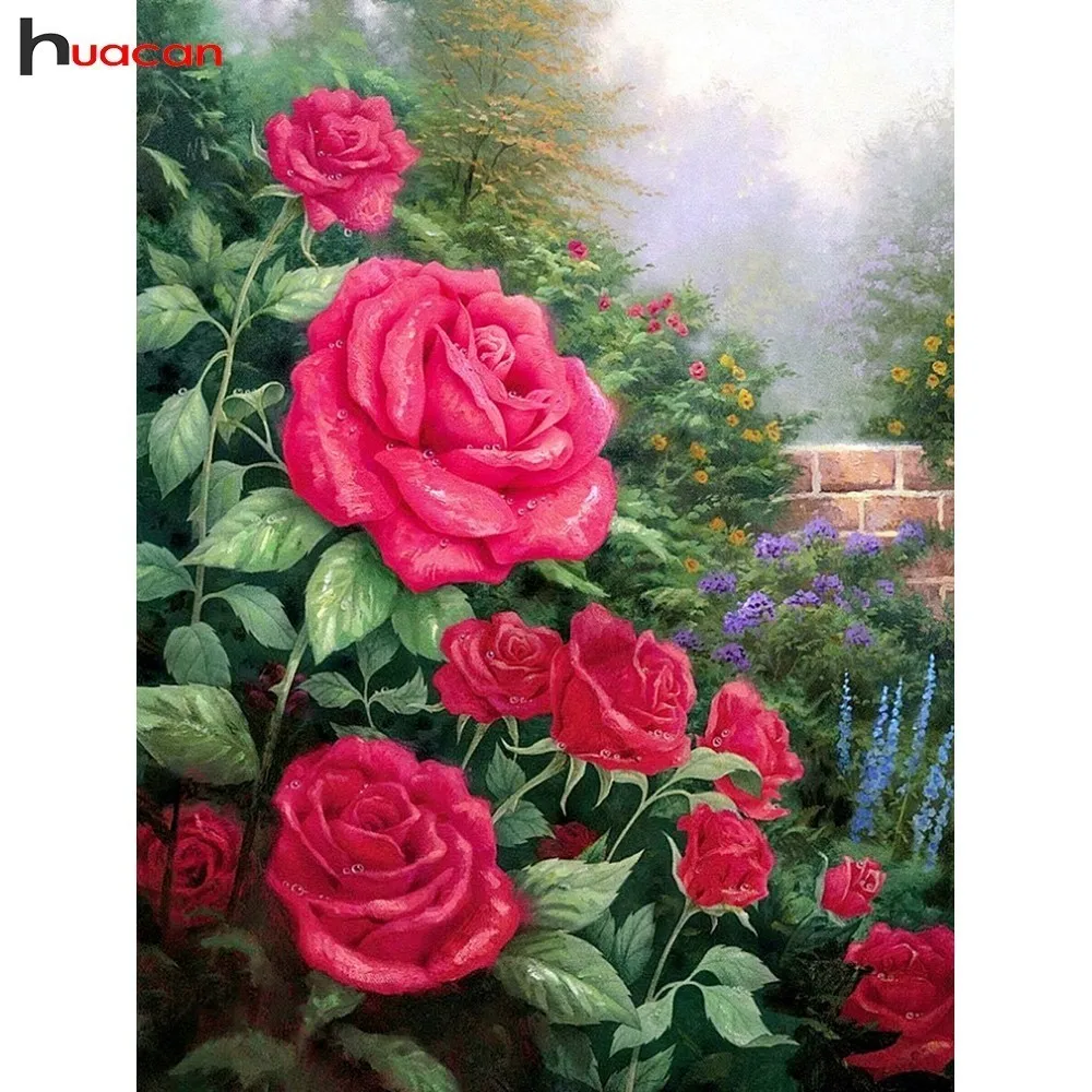 

HUACAN Diamond Mosaic Flowers Decoration Home 5D DIY Embroidery Diamond Painting Cross Stitch Rose Full Square/Round Drill Resin