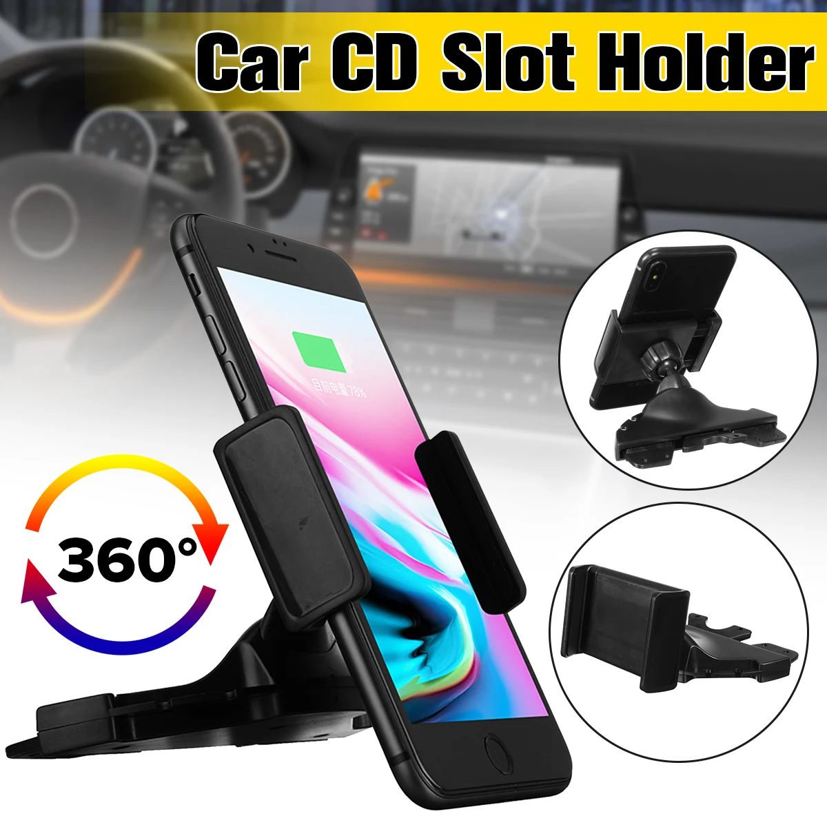 

Universal Adjustable Cell Phone Bracket For iPhone 8 X For Samsung S9 Car CD Slot Phone Holder Stands Car Mount Holder Clip