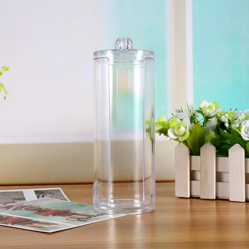 

1PC Portable Acrylic Makeup Cotton Pad Box Round Container Storage Case Transparent Cotton Pad Storage Boxes