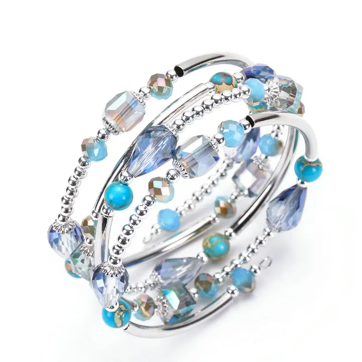 

BRIGHT MOON Fashionable Natural Square Crystal Winding Bracelet Multi - Turn Multi - Layer Ladies Bracelet Elegant Girls