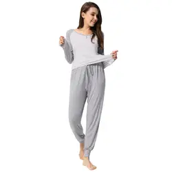Домашняя одежда пижамный комплект эластичный стрейч ночное повседневное удобные женские с длинным рукавом
