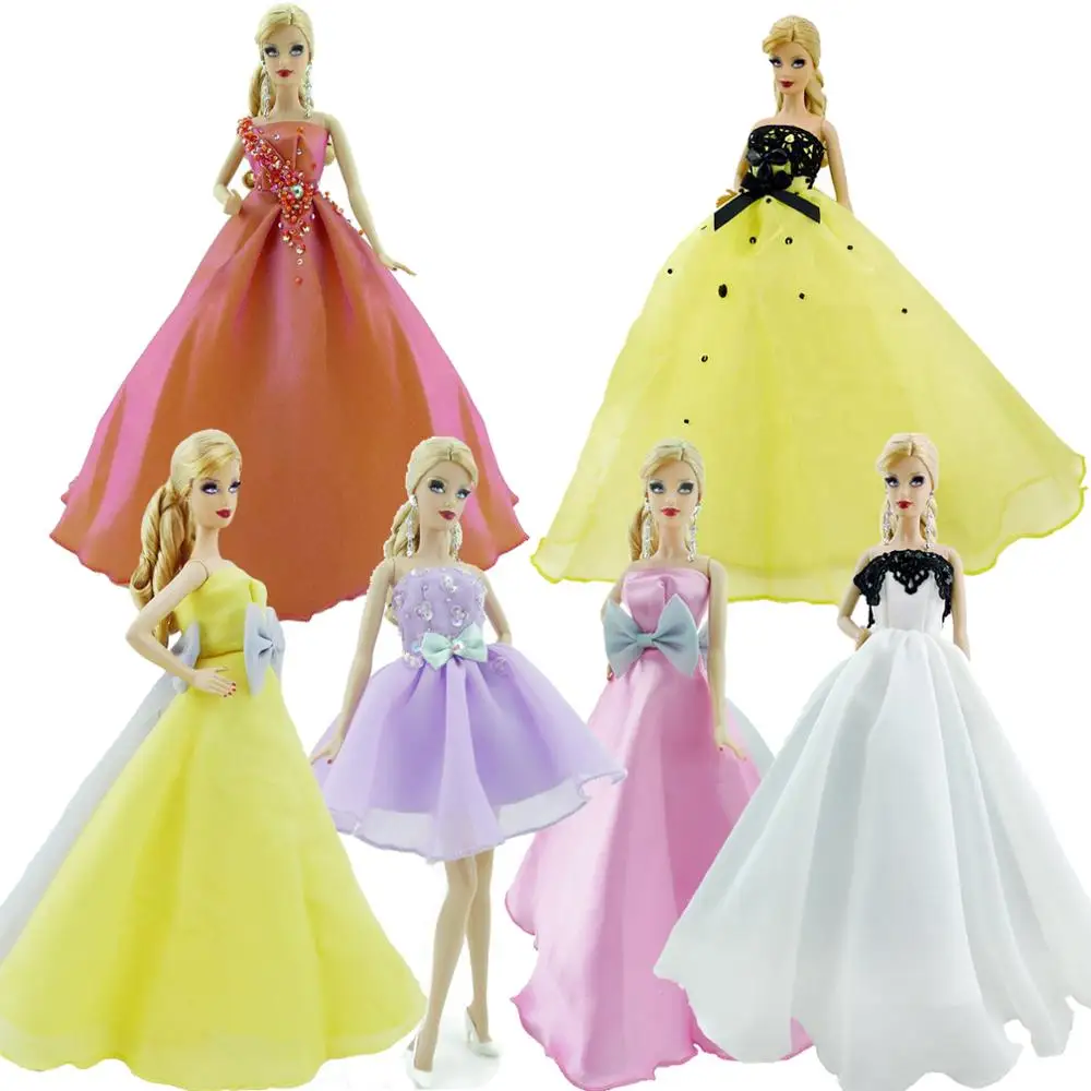 

Limited Silk Fashion Princess Wedding Dress Ball Gown Elegant Sequins Strapless Dress Clothes for Barbie Doll Accessories Toy