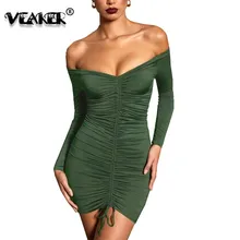 Женская плиссированная юбка в стиле хип-клуба на шнуровке с вырезом лодочкой, сексуальные юбки с длинным рукавом и открытыми плечами, Осенние вечерние мини-юбки Vestidos