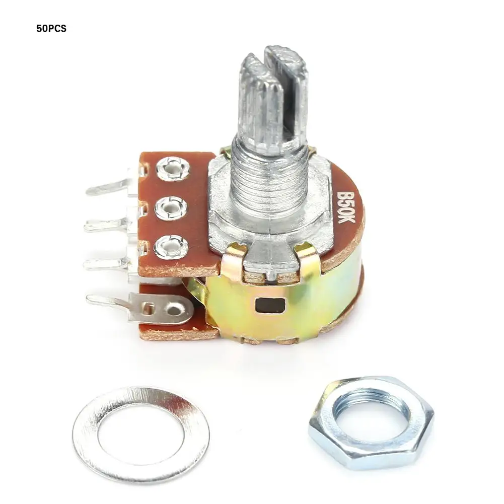 

50pcs WH148 B50K Linear Pot Adjustable Rotary Potentiometer Variable Resistor 15mm 2019 new style