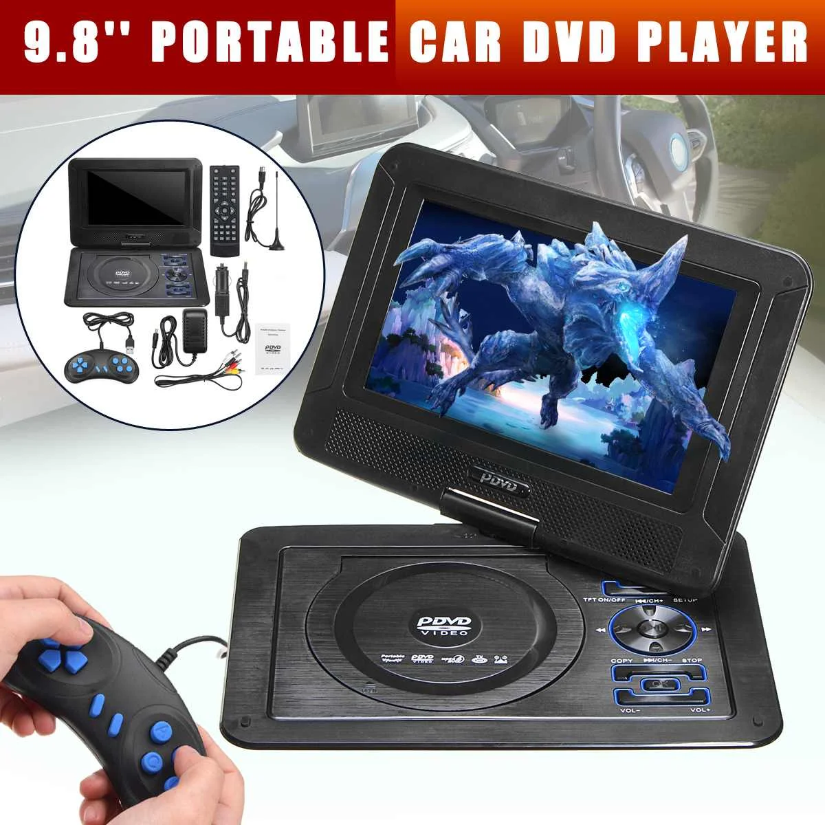 

9.8 Inch 270 Degree Portable Car Multimedia DVD CD Player Radio Autoradio Stereo TV Programs Gaming SD/MS Card For Nissan
