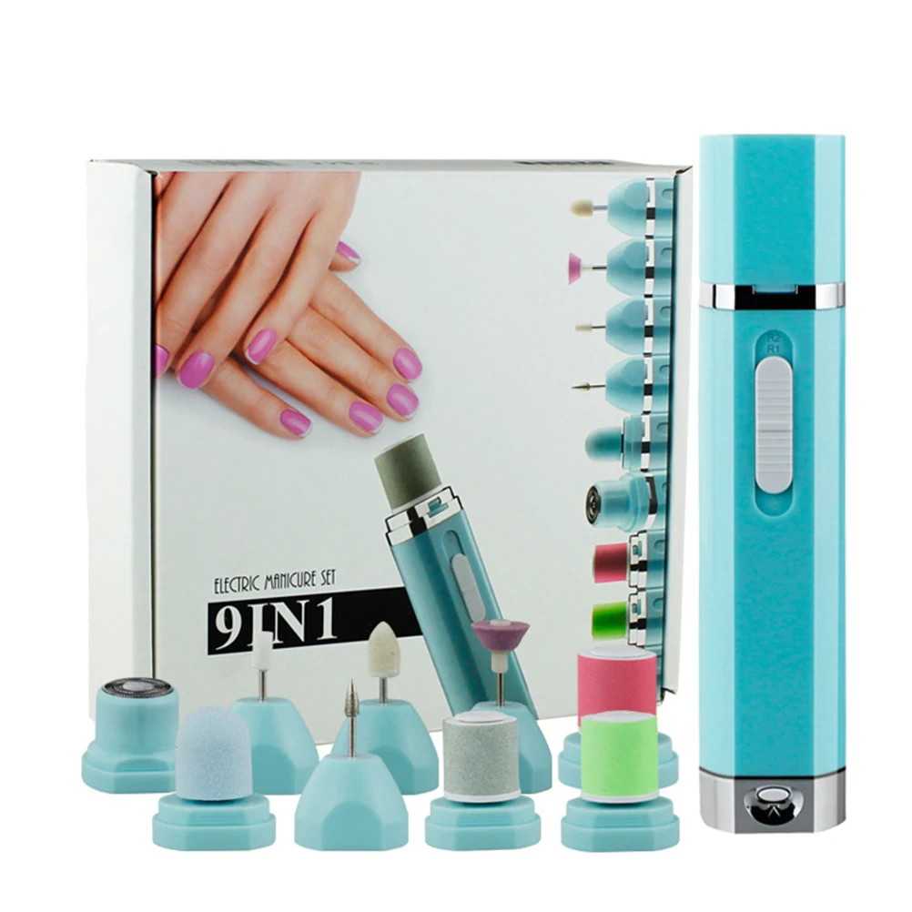 1 Set Nail Trimming Kit Electric 9 in 1 Portable Nail Cuticle Clipper