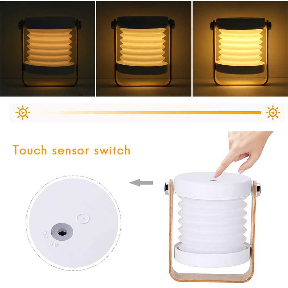 Foldable Lantern Lamp Rechargeable LED Night Light Bedside Lamp for Outdoor Office Home Reading Lamp