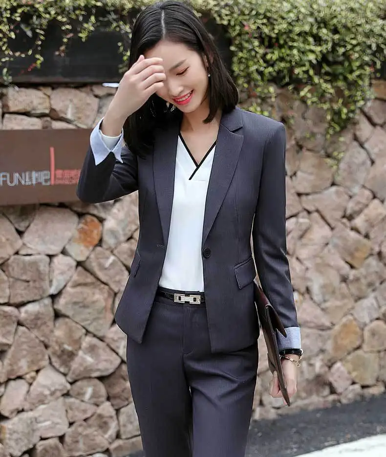 Formal Elegant female womens blazer tops and blouses business blazer and pants set Office lady jacket Work wear trouser suit set Formal Elegant female womens blazer tops and blouses business blazer and pants set Office lady jacket Work wear trouser suit set