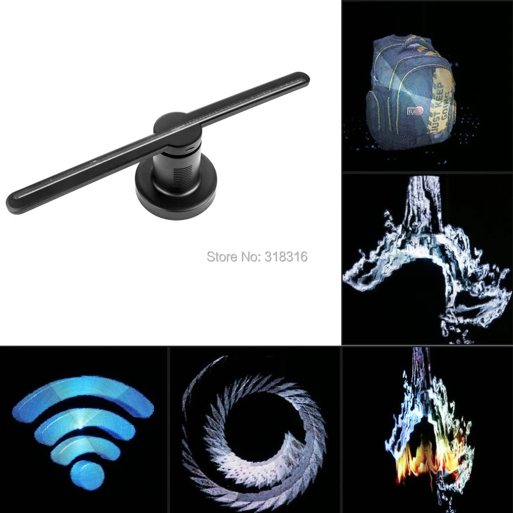 DISPLAMAX Latest WIFI (IOS/Android) 43cm(720*384) Holographic 3D Display Projector Hologram Display Led Fan Advertising Player
