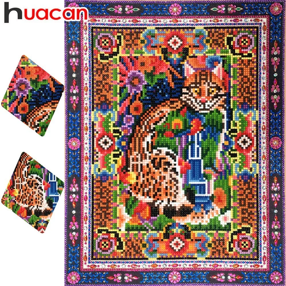 

Huacan Diamond Painting Cat Special Shaped 5D DIY Diamond Embroidery Sale Animal Full Round Mosaic Picture Of Rhinestone 30x40