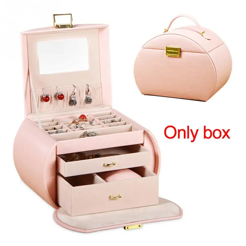 

1pc With Mirror European Style Wedding Wooden Container Gift Jewelry Box Necklace