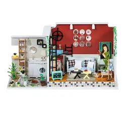 Деревянный миниатюрный набор для кукольного домика DIY Художественный дом ремесла креативный подарок на день рождения для девочек ручная