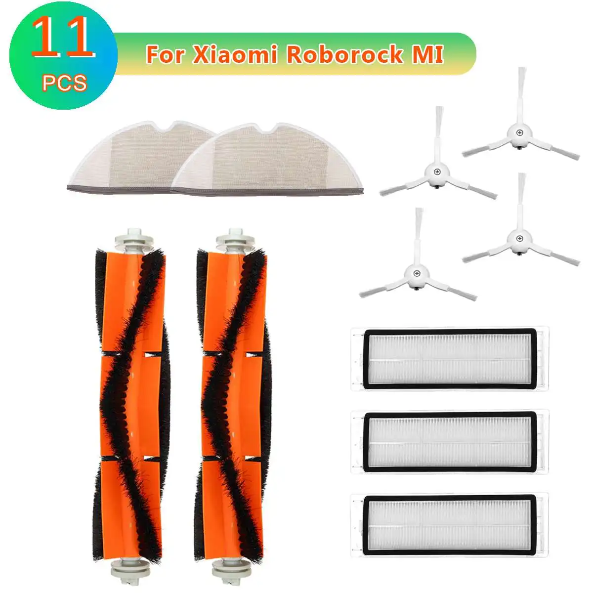 

4x Side Brush + 3x HEPA Filter +2x Mop Cloth +2x Main Brush for Xiaomi Roborock Robot S50 S51 S55 S5 Vacuum Cleaner Parts