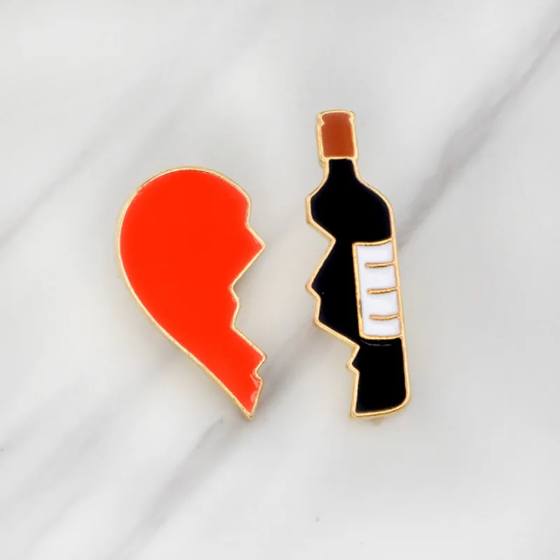 Капающий корсаж модная брошь иконы рюкзак Декор безопасные булавки сердце вино металлический значок одежда значки мультфильм