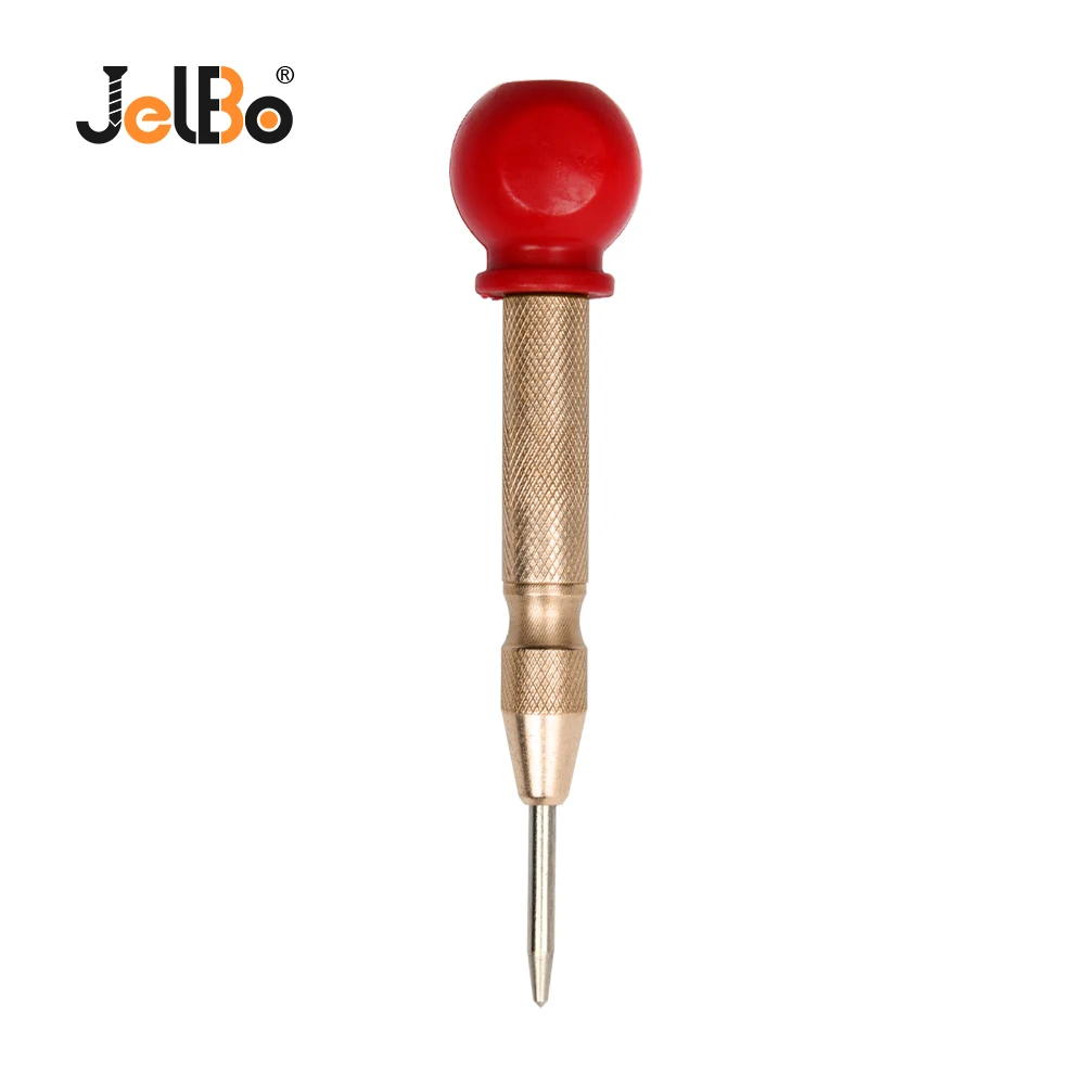 

Jelbo Spring Loaded Automatic Center Punch High Speed Steel Golden Rubber Cover Center Drill Bit for Marking Starting Hole