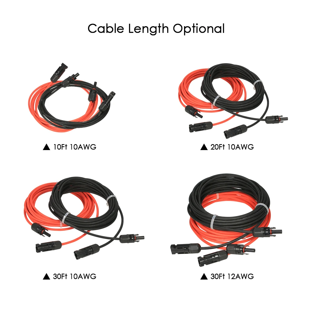 1 пара 20 футов черные+ 20 футов красный 10AWG Панели солнечные провод удлинительного кабеля с MC4 мужского и женского разъем