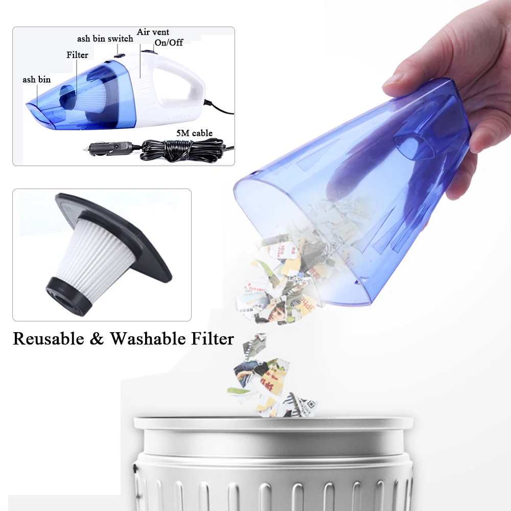 Grikey 3000PA Vacuum Cleaner For Auto Multi Dry/Wet 120W Car Vacuum Cleaner Aspirator Filter 3 Month Exchange 