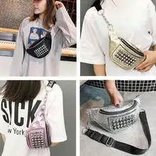 Женские сумки высокого качества, уличные блестящие стразы, заклепки, женские Сумки из искусственной кожи, сумки на плечо, кошелек на молнии для телефона, поясные сумки