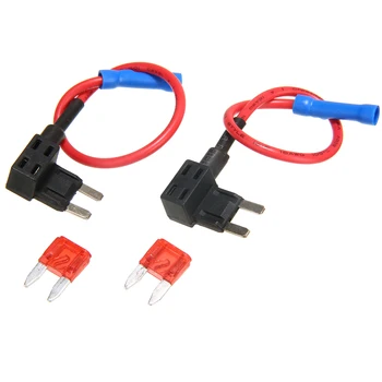 

2Pcs 12/24V Fuse Holder Add-a-circuit TAP Adapter Mini ATO ATC Blade Auto Fuse with 2Pcs 10A Blade Car Fuse