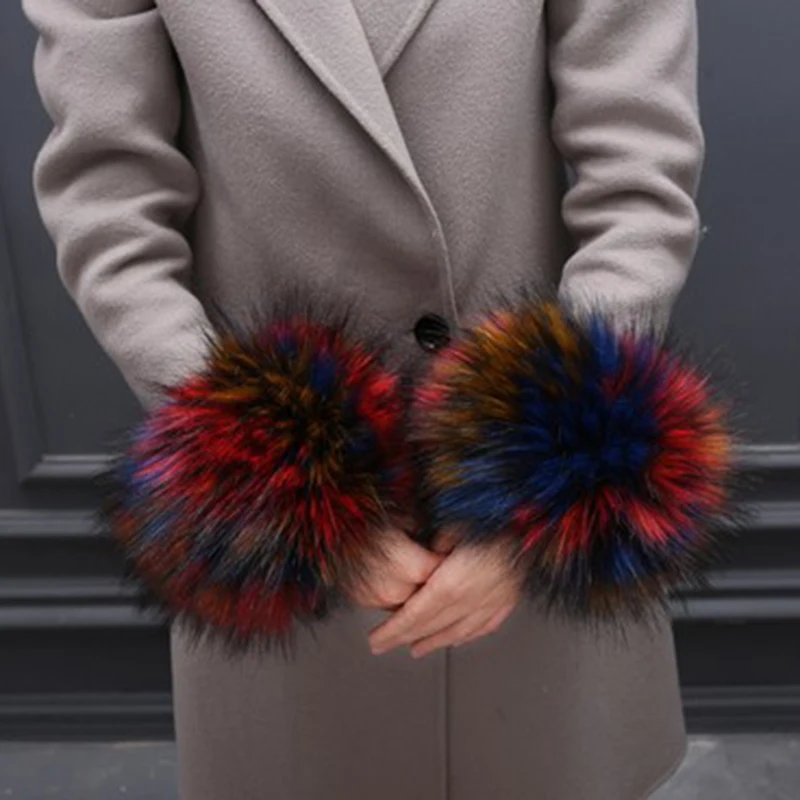 

[EAM] 2019 Spring Winter Woman Hot Sell Stylish New Solid Color Many Colors Warm Imitate Fox Fur Wristband All Match LE888