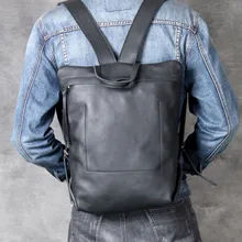 Черный мужской рюкзак из натуральной кожи, практичная дорожная сумка, большой школьный ранец для девочек, модный мужской ранец для ноутбука