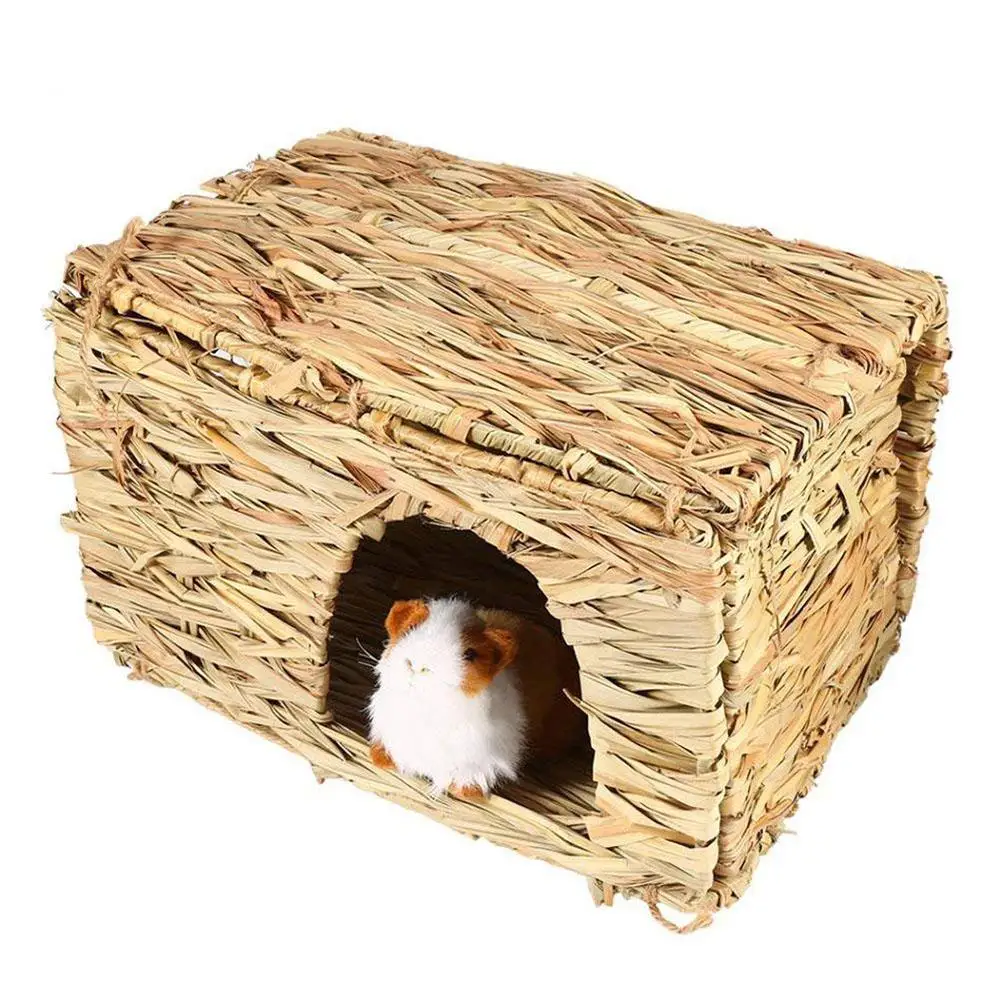 Натуральный ручной работы трава хижина дом складной соломы Cubby гнездо клетка для