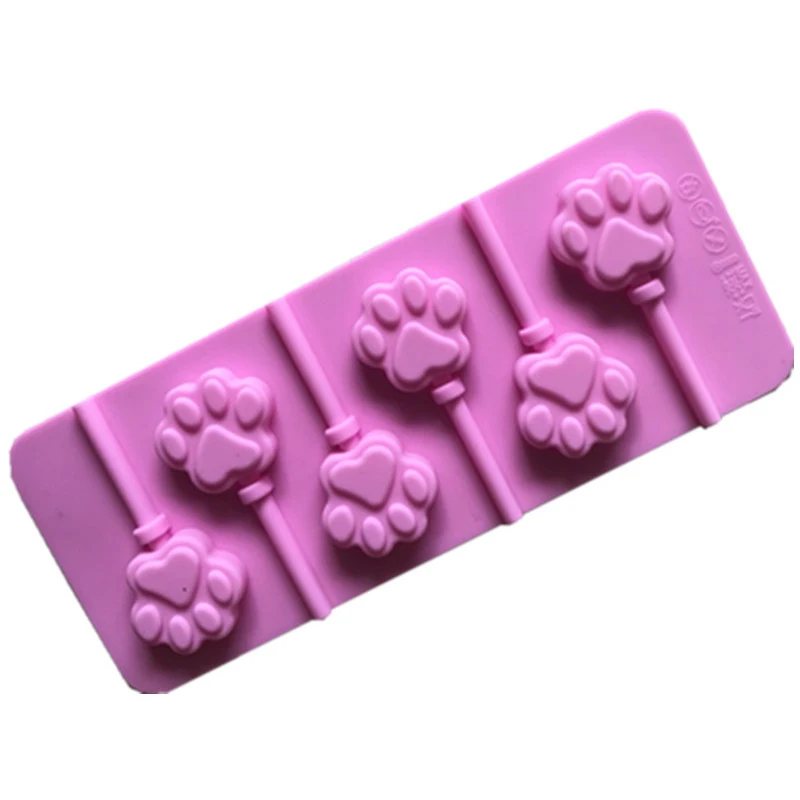 

6 Holes Cat-Pad Lollipop Mould Diy Baking Cake Silicone Cake Ice Cream Mold