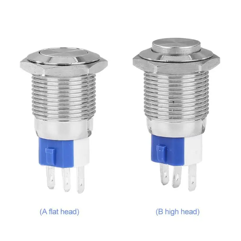 16 мм самовзрывный металлический кнопочный переключатель мгновенный Водонепроницаемая Кнопка ж/лампа с фиксацией управления