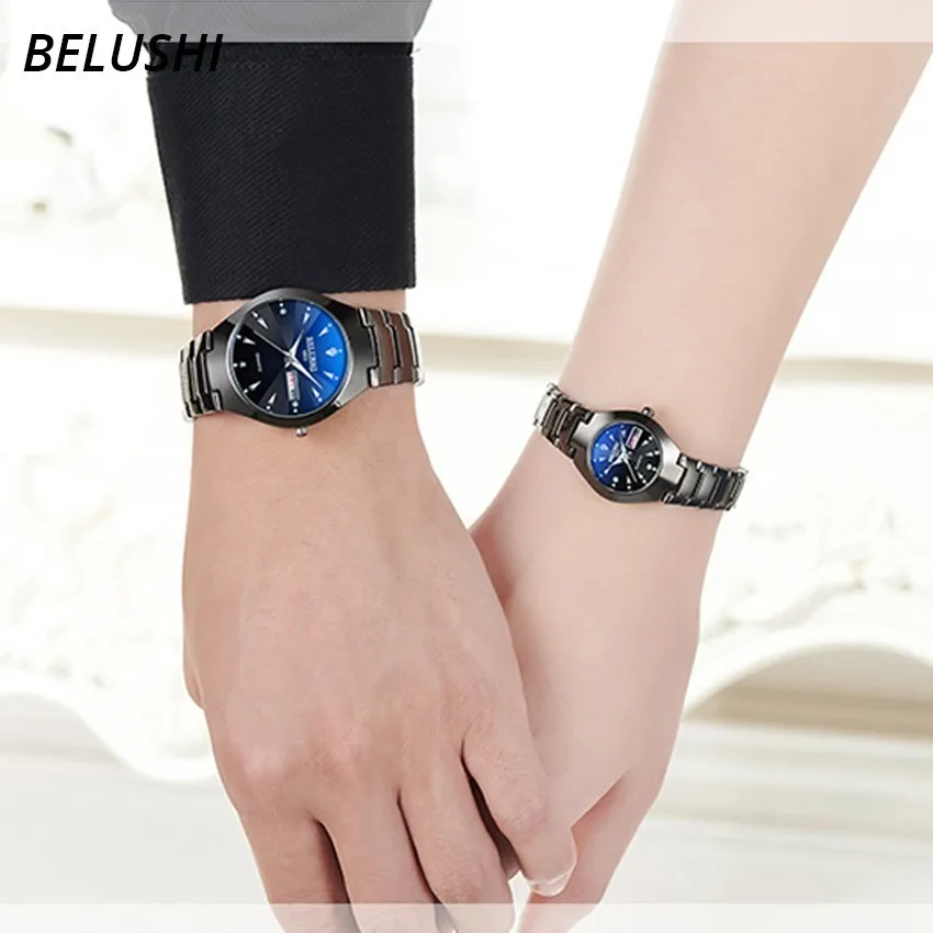 Lovers Watches Luxury Quartz Wrist Watch for Men and Women Belushi Dual Calender Week Steel Couple Watches Relogios Masculino