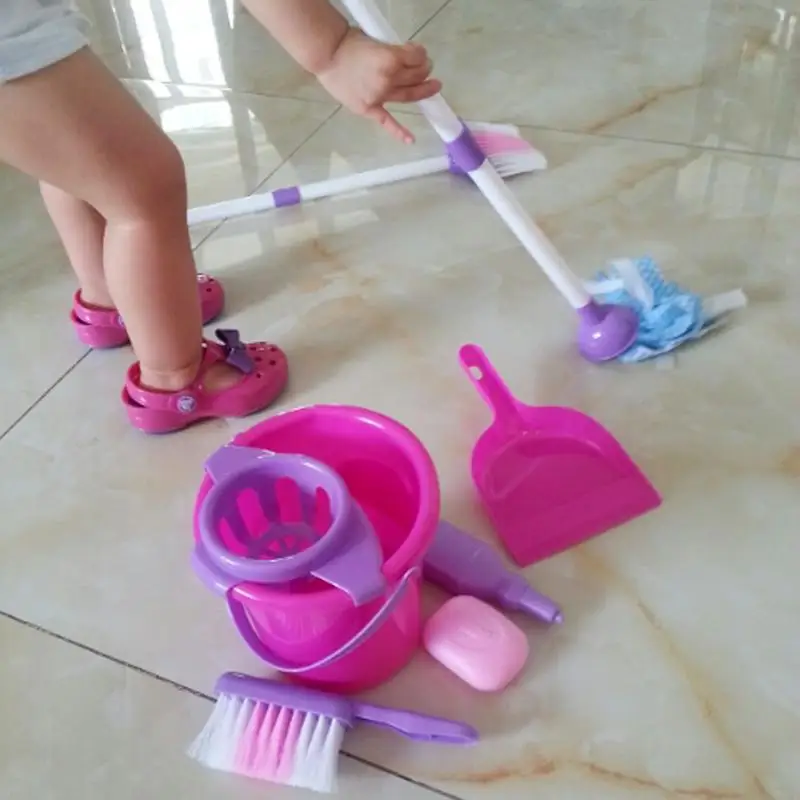 متعة تنظيف اللعب مجموعة الاطفال الفتيات تنظيف الوردي الاجتياح مونتيسوري التعليمية التنمية لعب للأطفال هدية الكريسماس