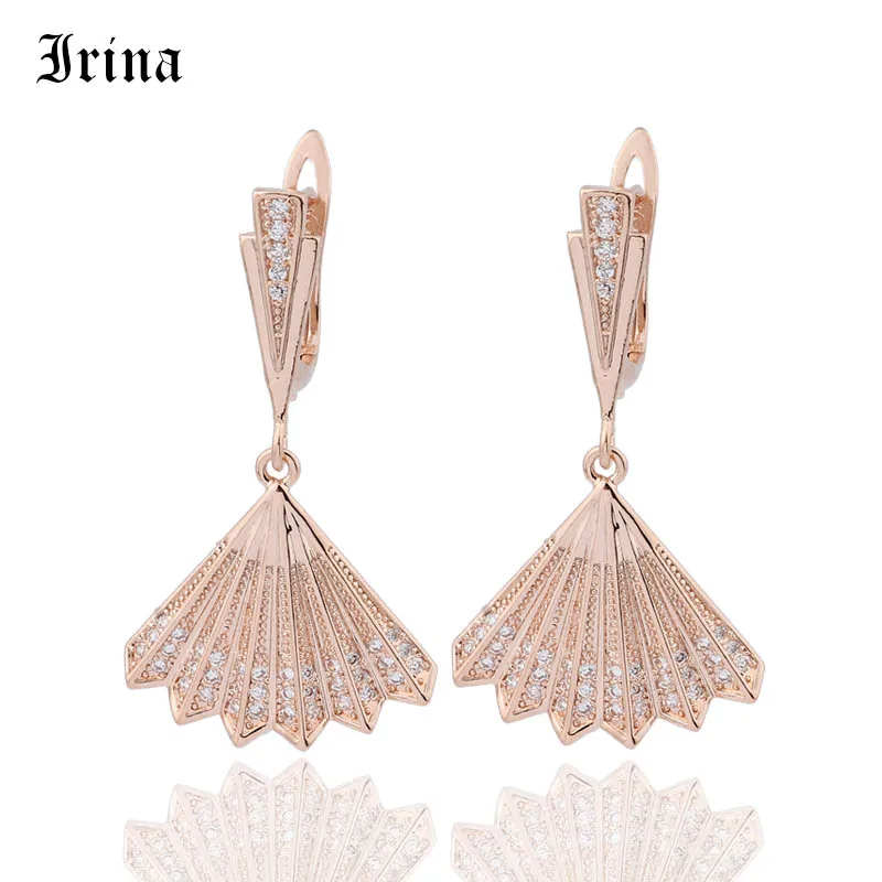 

Irina Women's earrings vintage rhinestone fan pendant earrings fashion jewelry metal wedding party jewelry earrings for women