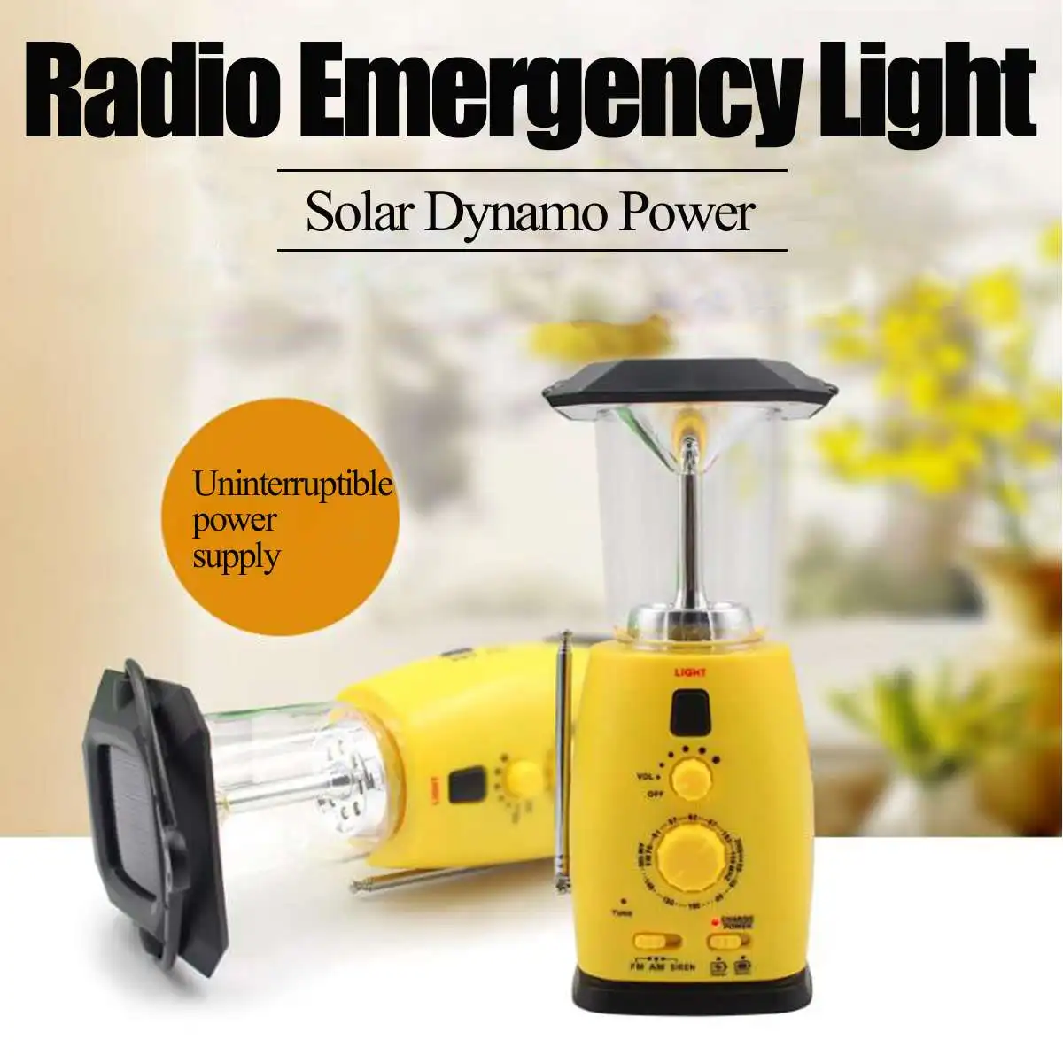 Solar Power Hand Crank Radio 8 LED Lights Dynamo Emergency Phones Charger Camp