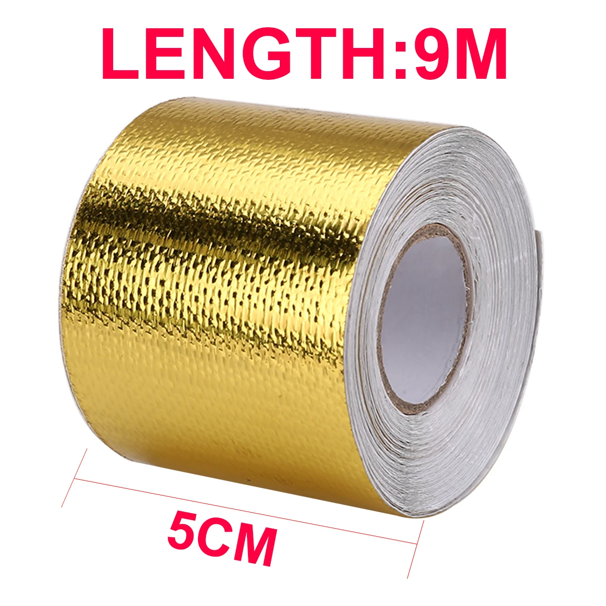 1 Roll 5CM*9M Fiberglass Heat Reflective Tape Gold High Temperature
