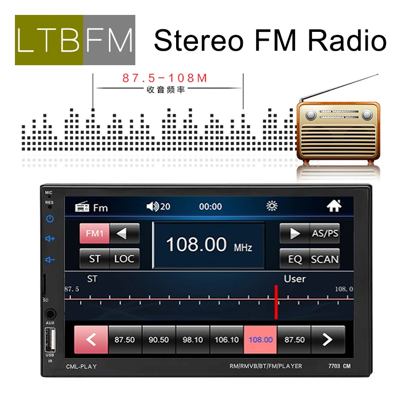 LTBFM 2 Дин автомагнитола " HD сенсорный экран Mirrorlink проигрыватель Android сабвуфер аудио стерео Мультимедиа Bluetooth Камера заднего вида
