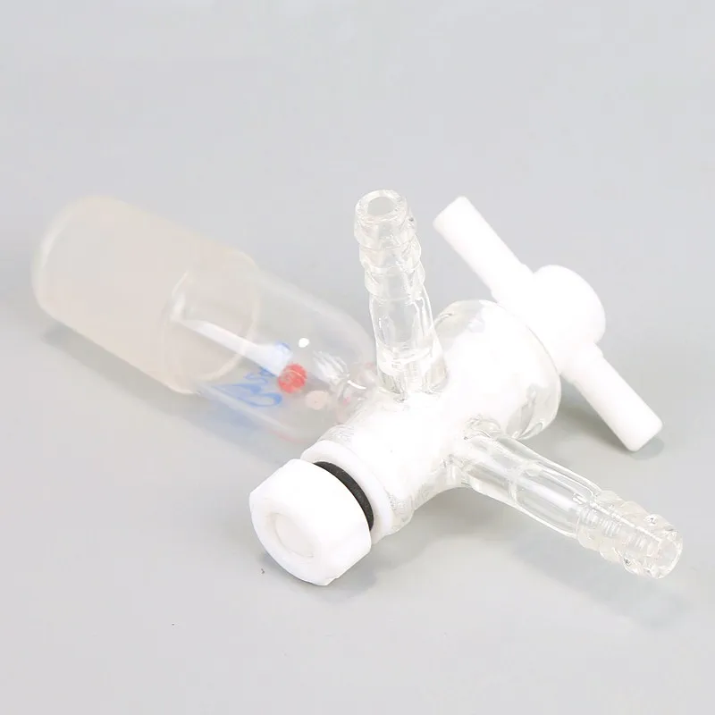 

PTFE Three-way exhaust connector with piston valve, Glass Adapter with Tetrafluoroethylene Throttle T-shaped suction connector