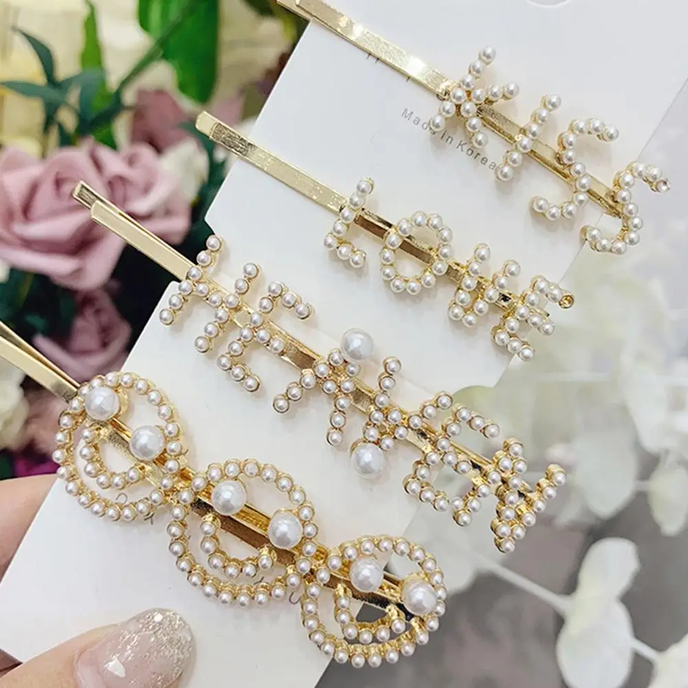

MISSKY 2091 New Women Hairpin Fashion Sweet Letter Smiley Face Imitation Pearls Hairpin Girl Hair Accessary