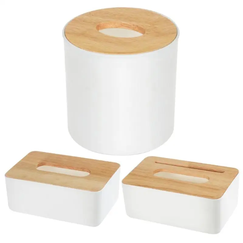 Plastic Tissue Box New Brand Modern Wooden Cover Paper with Oak Home Car Napkins Holder Case Home Organizer Decoration Tools